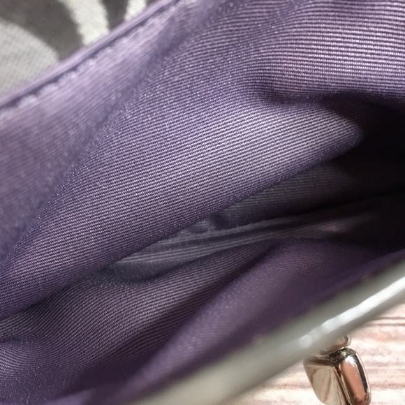 Coach Legacy Signature Optic Turn Lock Flap Wristlet in Gray with Lavender - Picture 7 of 7